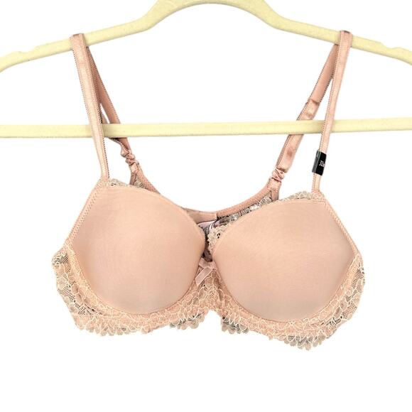 Victorias Secret Dream Angels Beige Lined Demi Lace Underwire Bra 32B - Picture 1 of 6